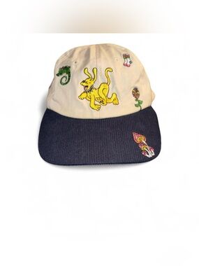 Teddy Fresh Cream and Navy Embroidered Cartoon Patch Hat
